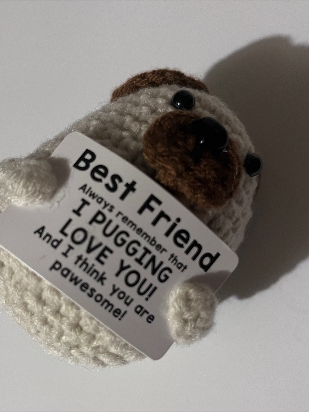 Amazon Crochet Pug Plush in Cream and Brown